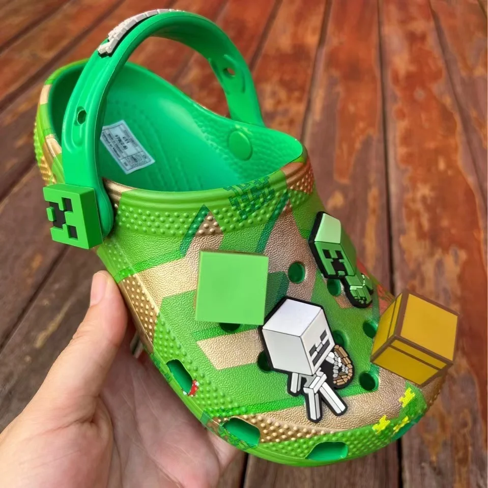 Description Picture 4 of itemNew bandai Cartoon anime Kawaii children's hole shoes cute cos minecraft branded girl beach sandals student home slipper gift