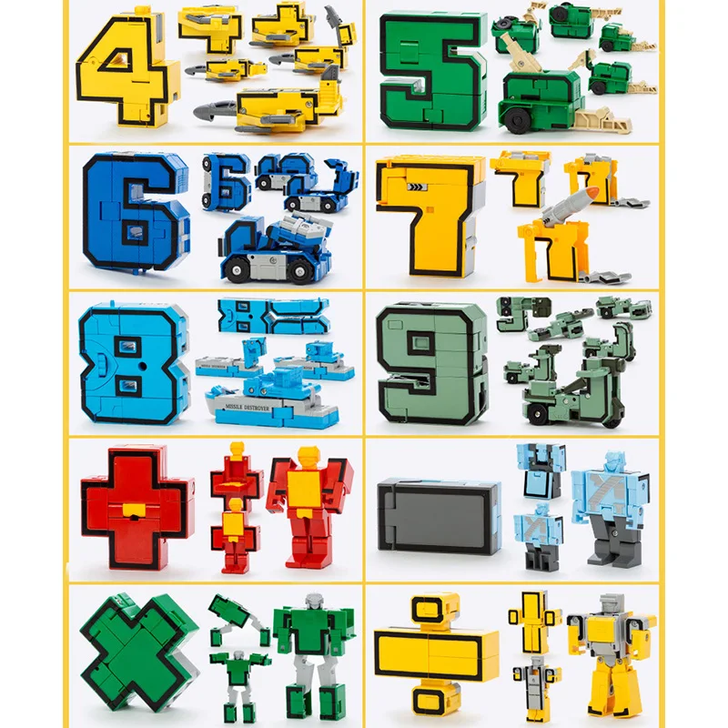 DIY Creative Building Blocks Educational Toys Assembling Action Figure Transformation Number Robot Deformation Robot Toy for Kid building blocks toys
