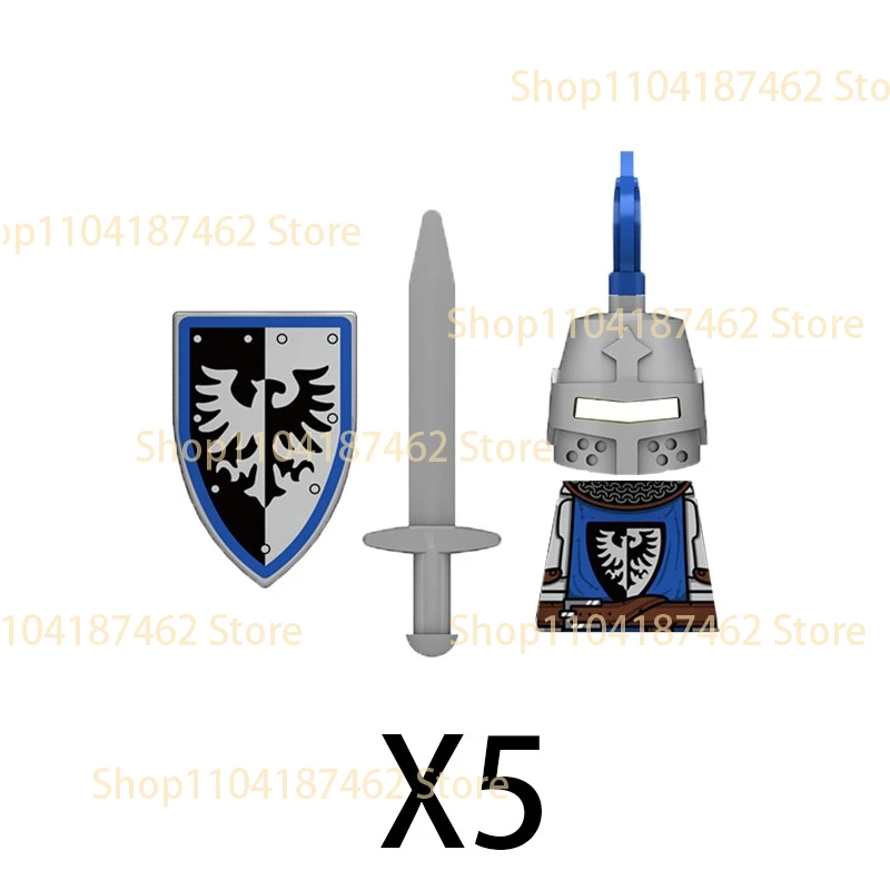 Medieval Knight Army Set with Green Dragon and Wolf Warrior Building Blocks