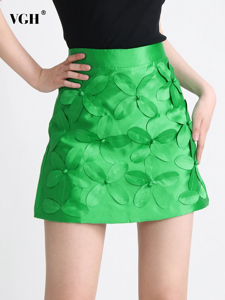 VGH Printing Aline Mini Skirts For Women High Waist Slimming Temperament Bodyson Skirt Female Summer Fashion Clothing 2023 New