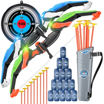 Bow and Arrow Toys with Light-up LED for Kid Age 3+, Archery and Target Set, Indoor & Outdoor Sports Games 1