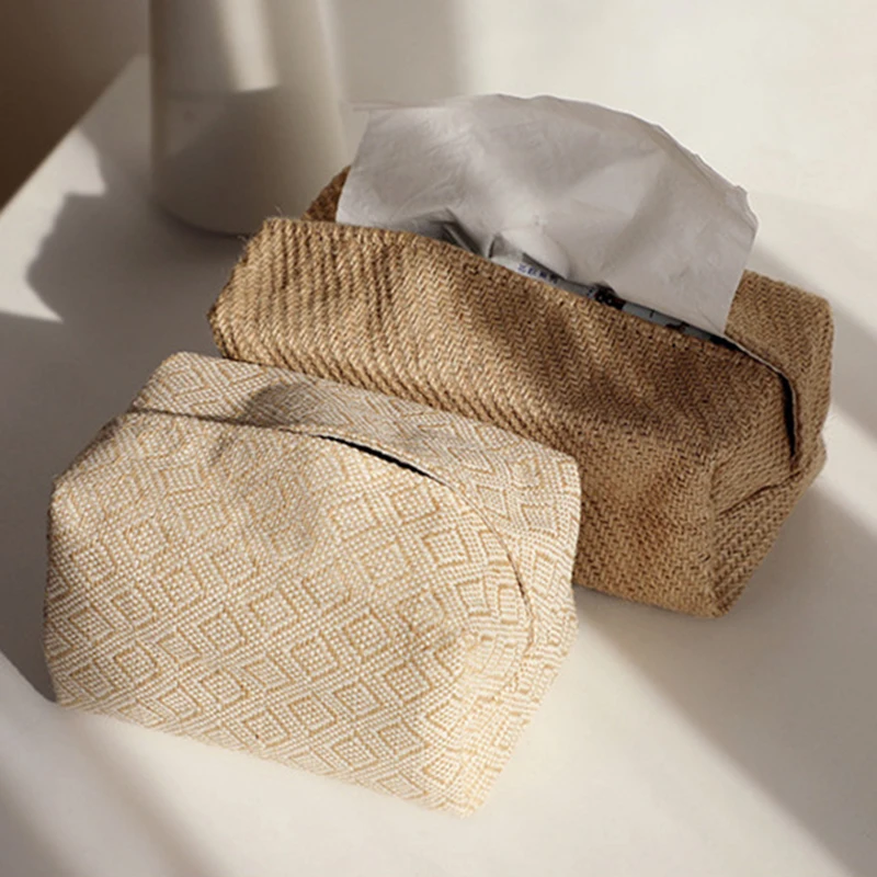 Japanese-Style Jute Tissue Dispenser For Living Room Home Car