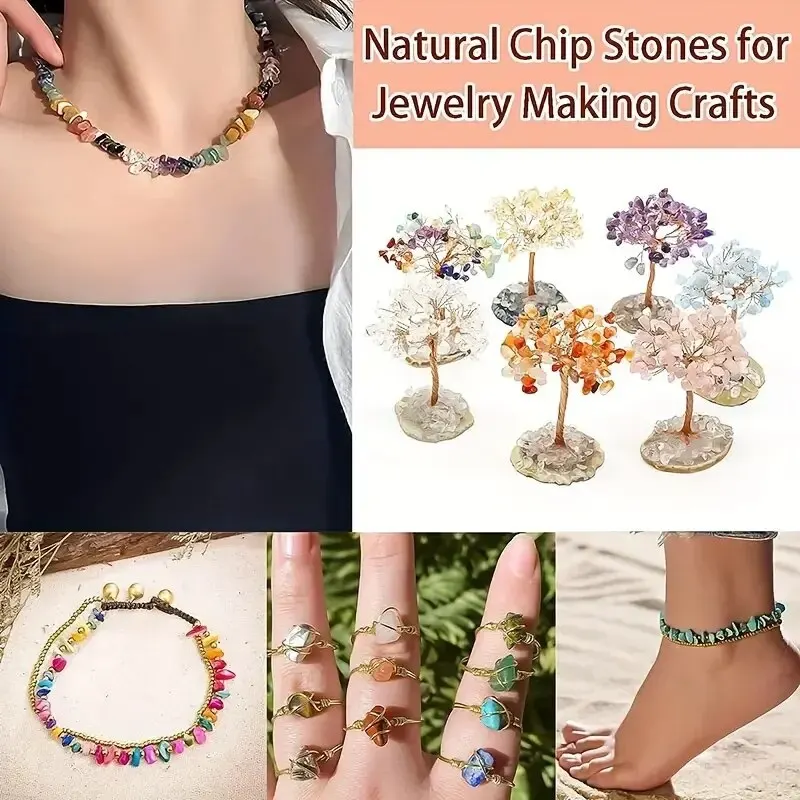Set Gemme Fai-da-Te Con Foro Da 5-8 Mm - Pietre Preziose Naturali Forate Per Creare Orecchini, Collane, Bracciali (15 Celle) - 4