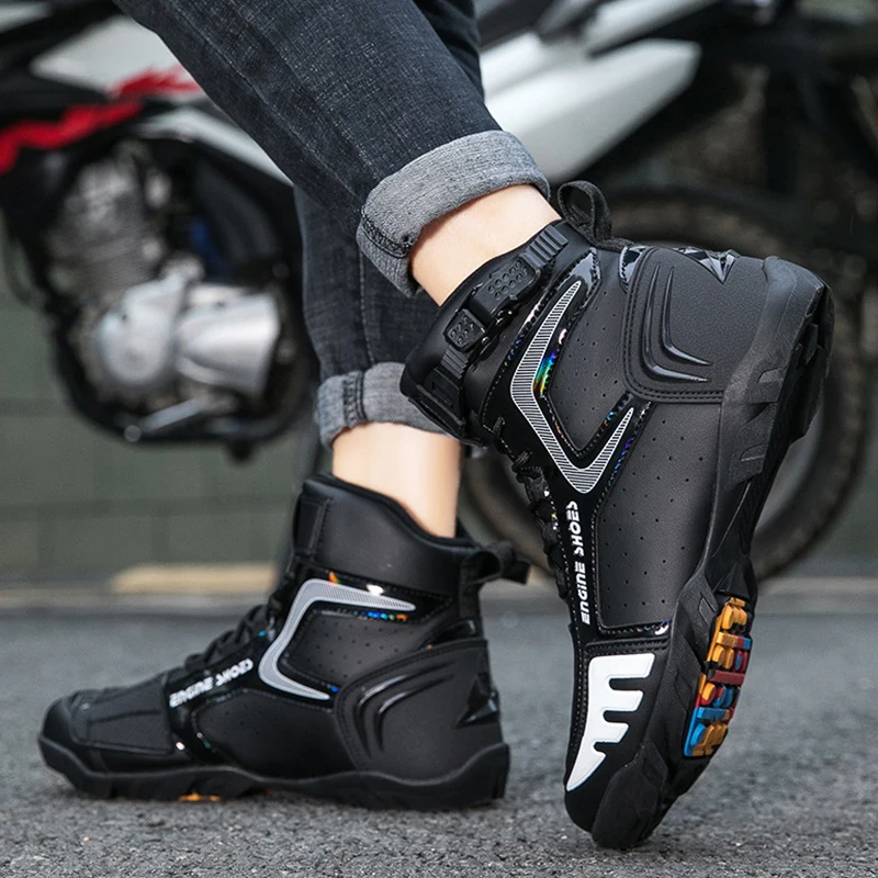 New Motorcycle Boots Men Leather Motos Breathable Anti Slip Wear-resistant Riders Boots Motorbike Racing Ankle Length Shoes motorcycle shoes motorcycle boots