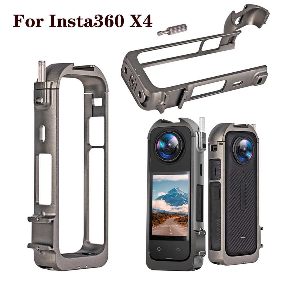 

For Insta360 X4 Metal Protective Cage Rig Housing Frame with Expand Cold Shoe Base Interface for Insta 360 X4 Protective Bezel