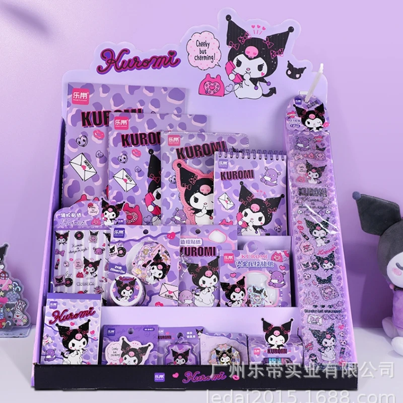 

Sanrio Kawaii Kuromi Animal Texture Notebook Set Cartoon Stickers High-value Hand Ledger Tape Badge Christmas Birthday Gift