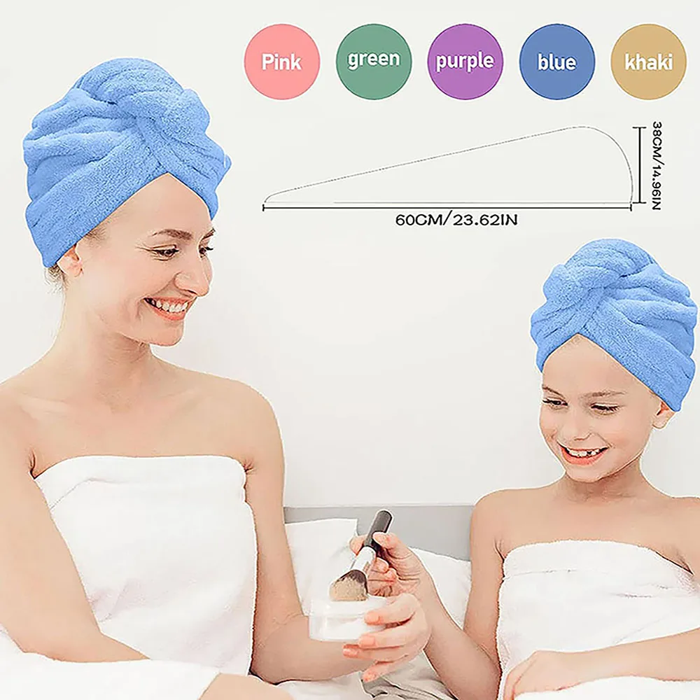 Dry Hair Cap 1pc Solid Color Thickened Quick-dry Hair Drying Cap Super Absorbent Wrapped Head Towel Long Hair Cute Dry Towel
