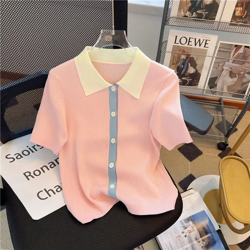 Camiseta De Moda Para Mujer, Con Cuello En V, Manga Corta, Casual, Holgada, Para Negocios, Oficina, Trabajo, Camisa Básica, A-Negro, Pequeña