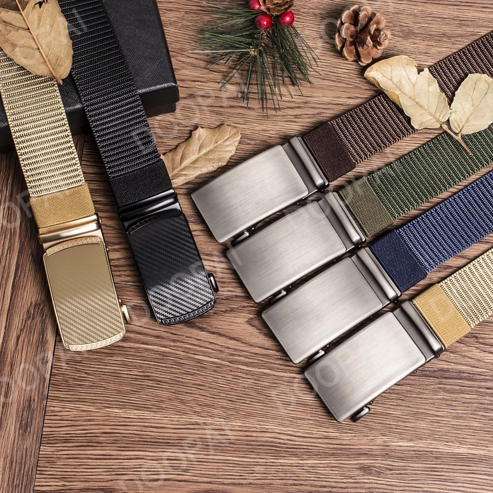 Men\'s Nylon Outdoor Hunting Metal Canvas Belt Male Korean Version All-Match Casual Automatic Buckle Golf Belt Men Women  Accesso