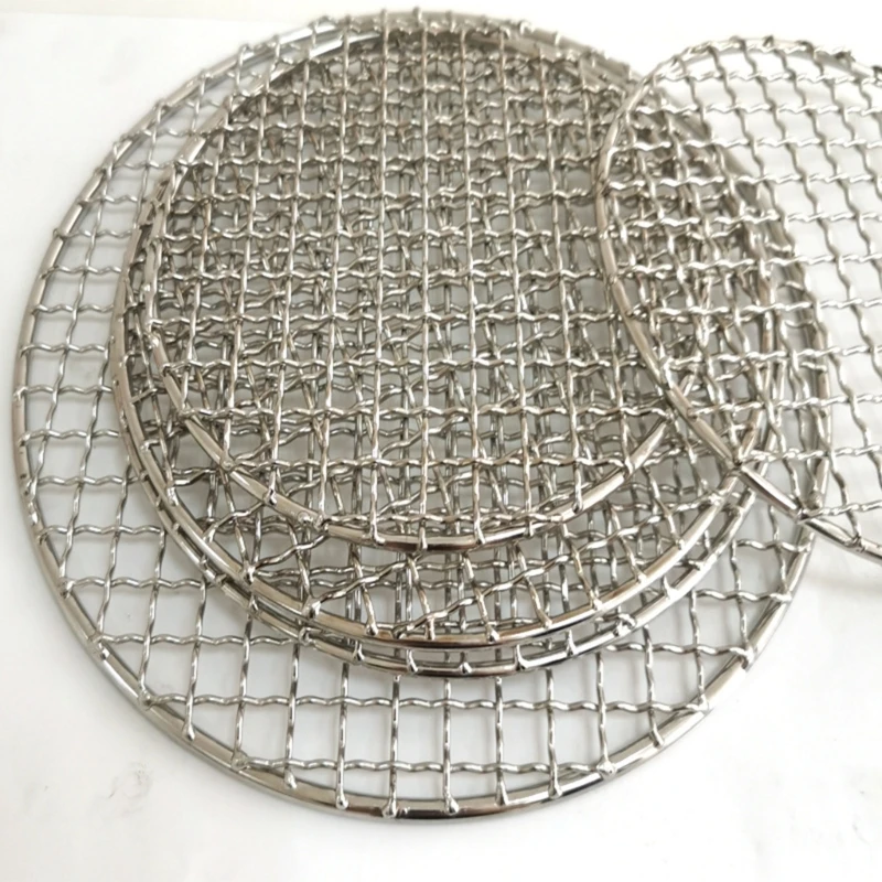 Camping Grill Grate Mesh Pad Multi-sizes Round Grilling Mesh Fire Cooking Outdoor Picnics BBQ Camping Pot Firewood Rack grilling basket