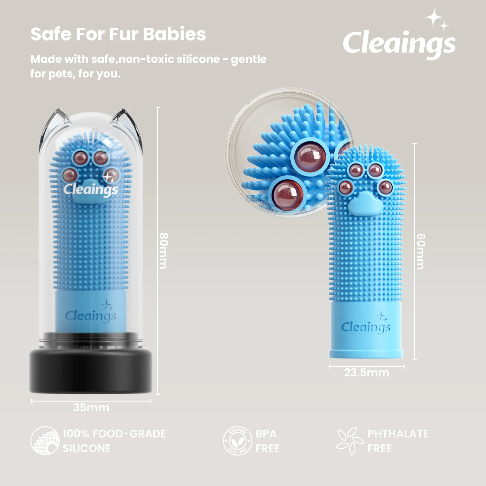 고양이와 강아지를 위한 2개입 부드러운 일회용 애완동물 손가락 칫솔 - 실리콘 브러시로 집에서 구강 청소