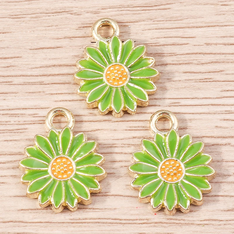 Tusember 10 Stück 13 x 16 mm niedlicher Blumen-Anhänger, bunter Gänseblümchen-Blumen-Charm für DIY-Ohrring, Armband, Schmuckherstellung, Zubehör – Detail 4