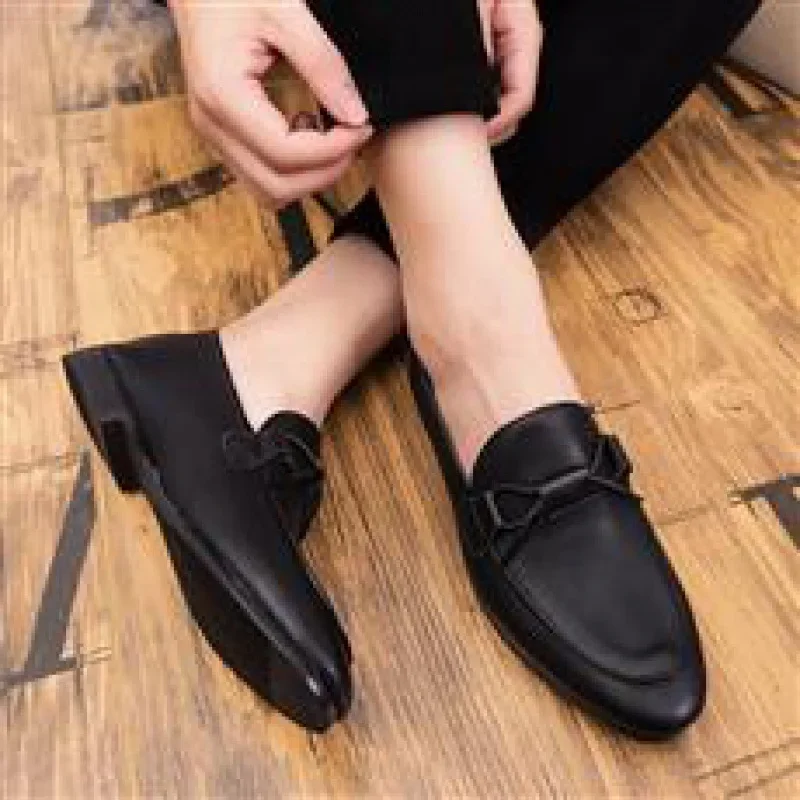 

Leather Shoes Men's Korean-Style Retro British Business Leisure Work Casual Black Leather Shoes for Teenagers