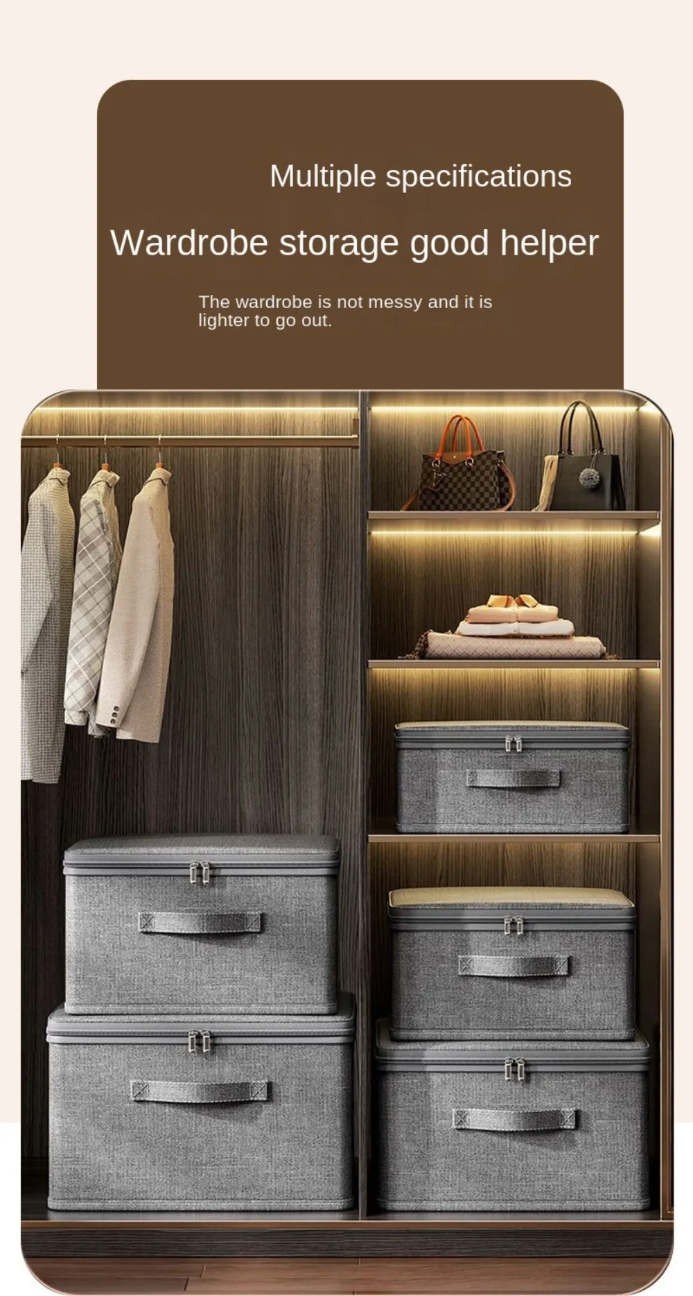 New Grey Clothing Storage Box With Dust Cover Box Home -