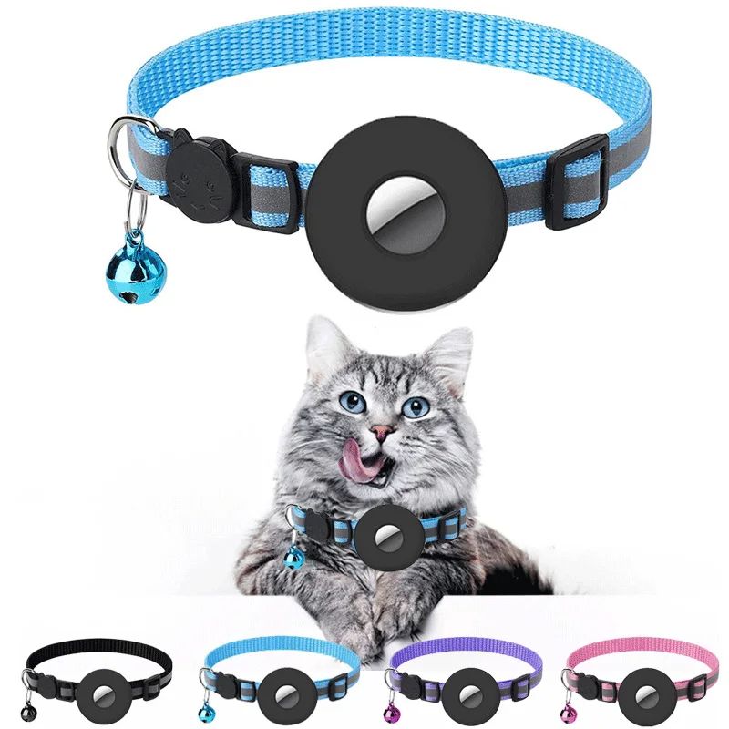 Anti Lost Tracker Anti Lose Tracker Item Locator Anti Lost Locator For Apple Airtags Cover Cat Collar Bell Ring Luminous Nylon Kitten Dog Collar for AirTag GPS Finder Anti Loss Tracker Device