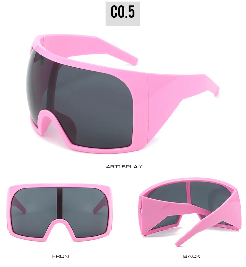 Y2K Vintage Luxus Marke Designer Übergroße Sonnenbrille Frauen Für Männer Trendy Punk Großen Rahmen Sonnenbrille Sport Goggle – Detail 11