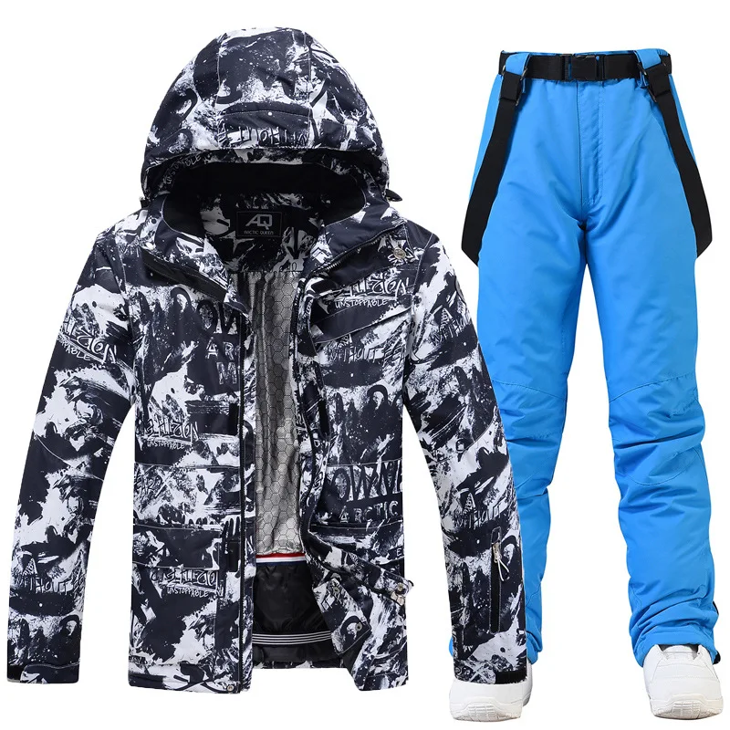 2022 New Fashion Snowboard Suit Men Wear -30 Warm Skiing Clothing Sets 10k Waterproof Outdoor Winter Costume Snow Jacket Male