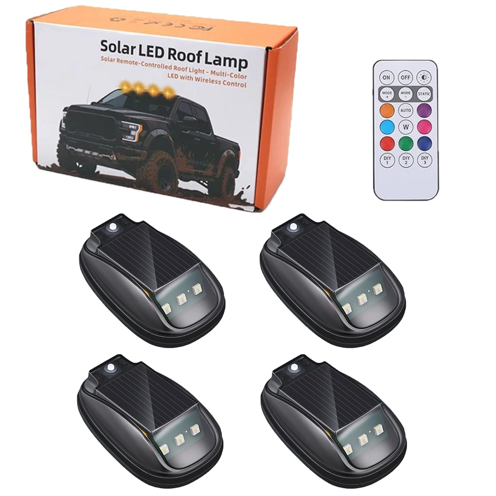 ตัวเลือกสินค้า ไฟส่องสว่างหลังคารถยนต์พลังงานแสงอาทิตย์ LED สโตรบ RGB ไร้สาย