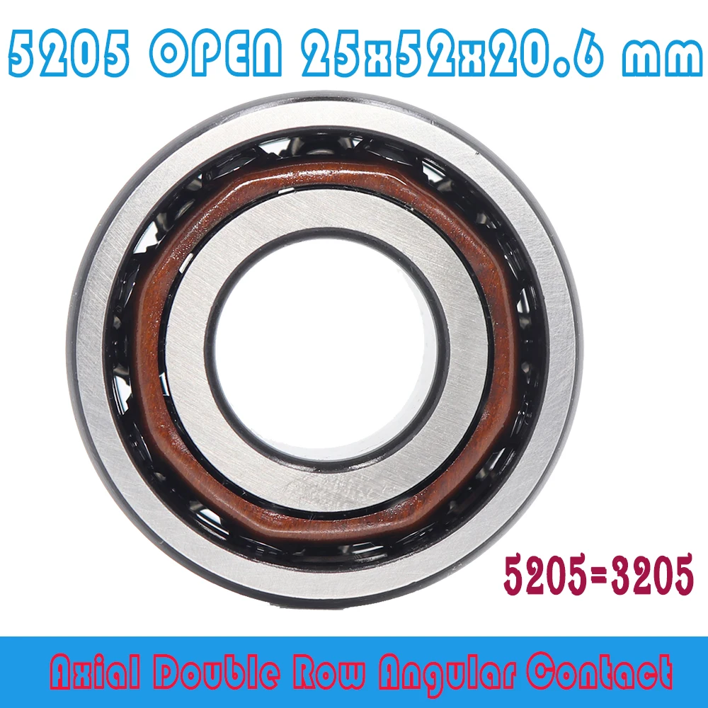 

5205 OPEN Bearing 25 x 52 x 20.6 mm ( 1 PC ) Axial Double Row Angular Contact 5205 3205 3056205 Ball Bearings