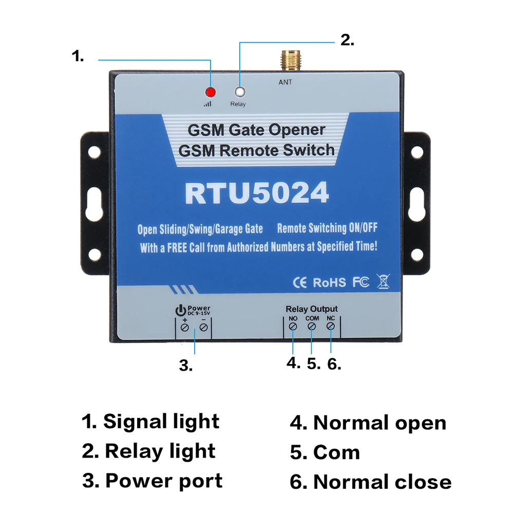 Door Access Control Switch Wireless Door Opener RTU5024 GSM Remote Door Access Switch Relay 850/900/1800/1900MHz 4 Channel Wireless Door Opener Support 3V SIM Card Free Call