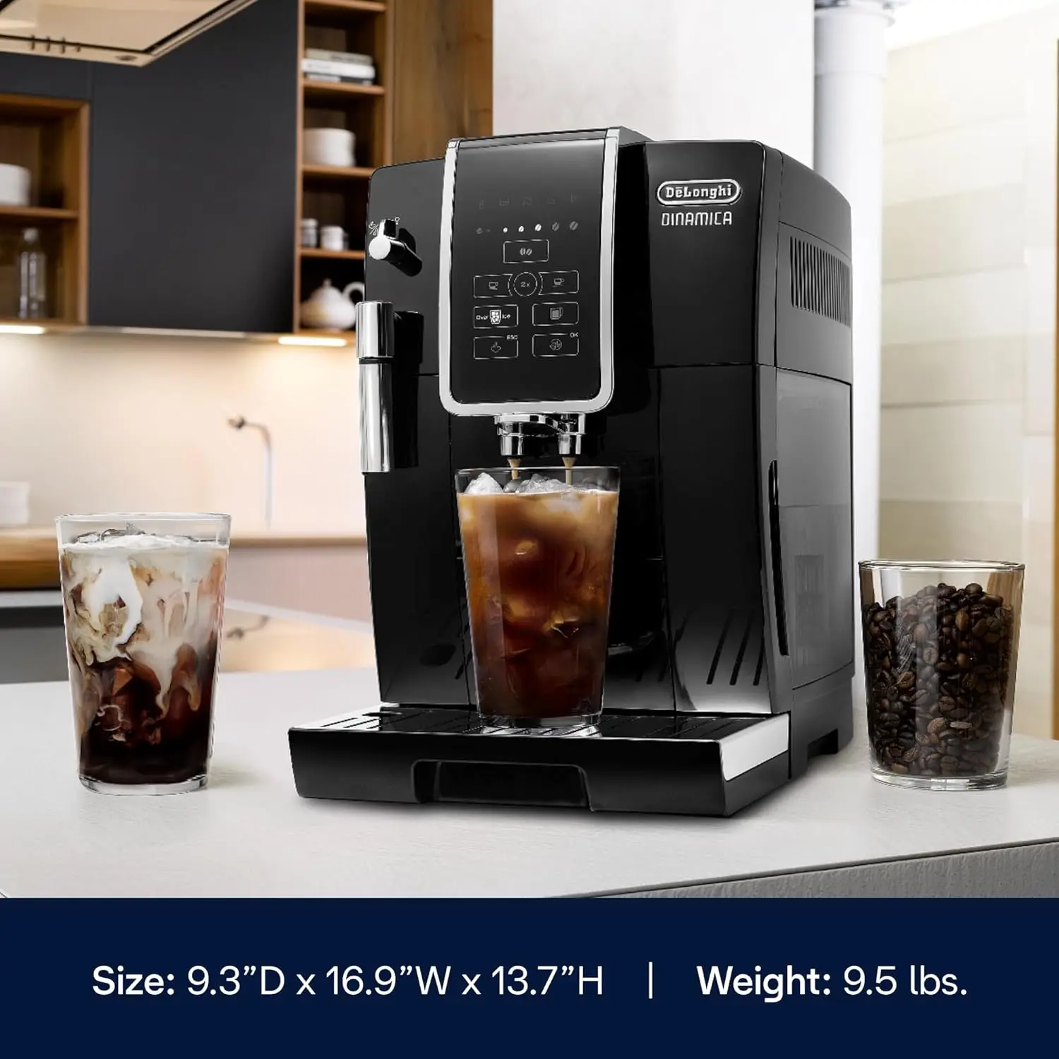 Espresso Machine, Black - Automatic Bean-to-Cup Brewing, Built-In Steel Burr Grinder & Manual Frother - One-Touch Hot 5