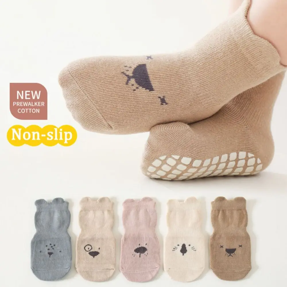 5Pairs Soft Bear Ears Baby Cotton Socks Breathable Autumn Spring kids Cartoon Socks Cute Non-slip Toddle Step Socks Newborn
