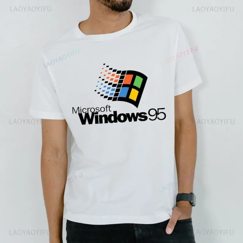 

Футболка унисекс с принтом Windows 95, креативная тенниска с коротким рукавом, хлопковая майка для отдыха на открытом воздухе, лето