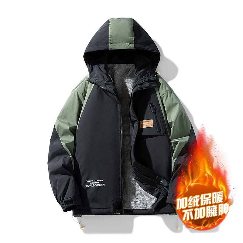 

Winter Jacket Men Korean Fleece Warm Thick Waterproof Loose Outdoor Coat Autumn Youth Fashion Windproof Windbreaker Big Size 9XL