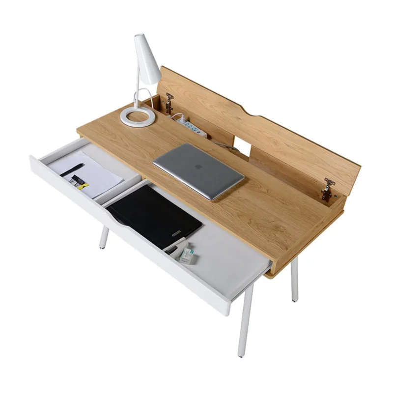 Description Picture 6 of itemModern Multi Storage Computer Desk with Storage, Pine   Standing Desk