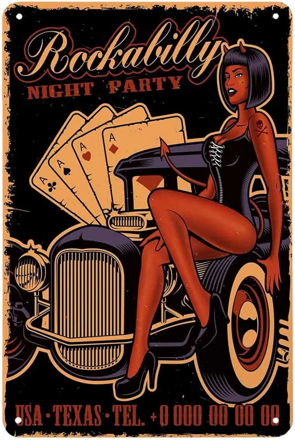 

Pin Up Girl Tin Sign, Poker Night Party Girl Site On The Car Vintage Metal Tin Signs for Cafes Bars Pubs Shop Wall Decorative Fu