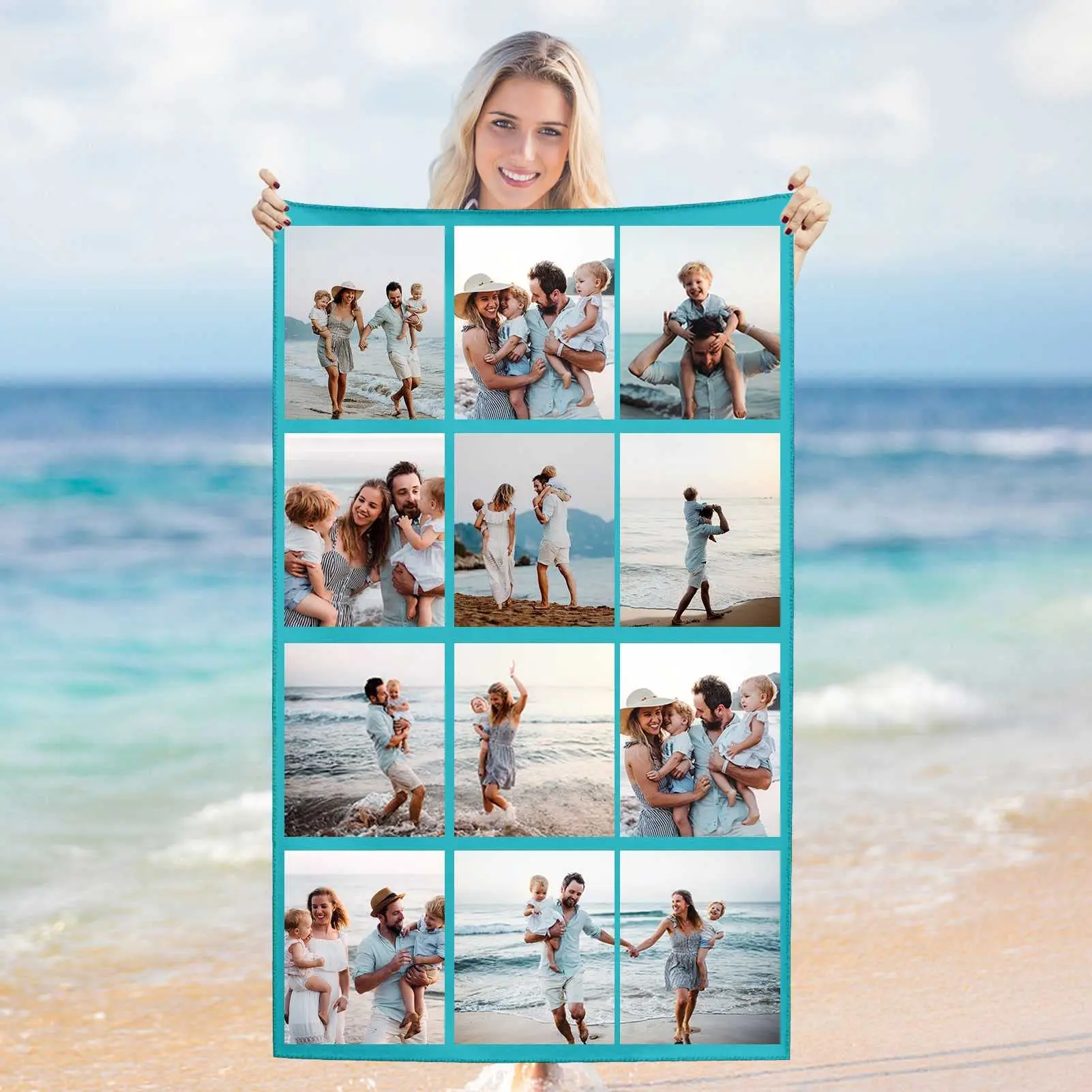 Personalised Beach Towel With Photo Collage Custom Bath Towel_voghion.com