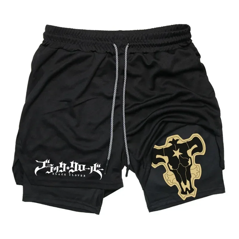 Trendy printed men's sports shorts, fitness running shorts, 2-in-1 quick drying training shorts, summer running shorts 4