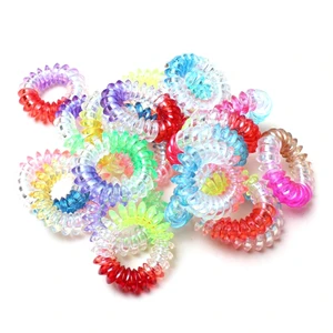 Women Girls Small Plastic Spiral Hair Ties Rope Telephone Wire Traceless Coil Gl