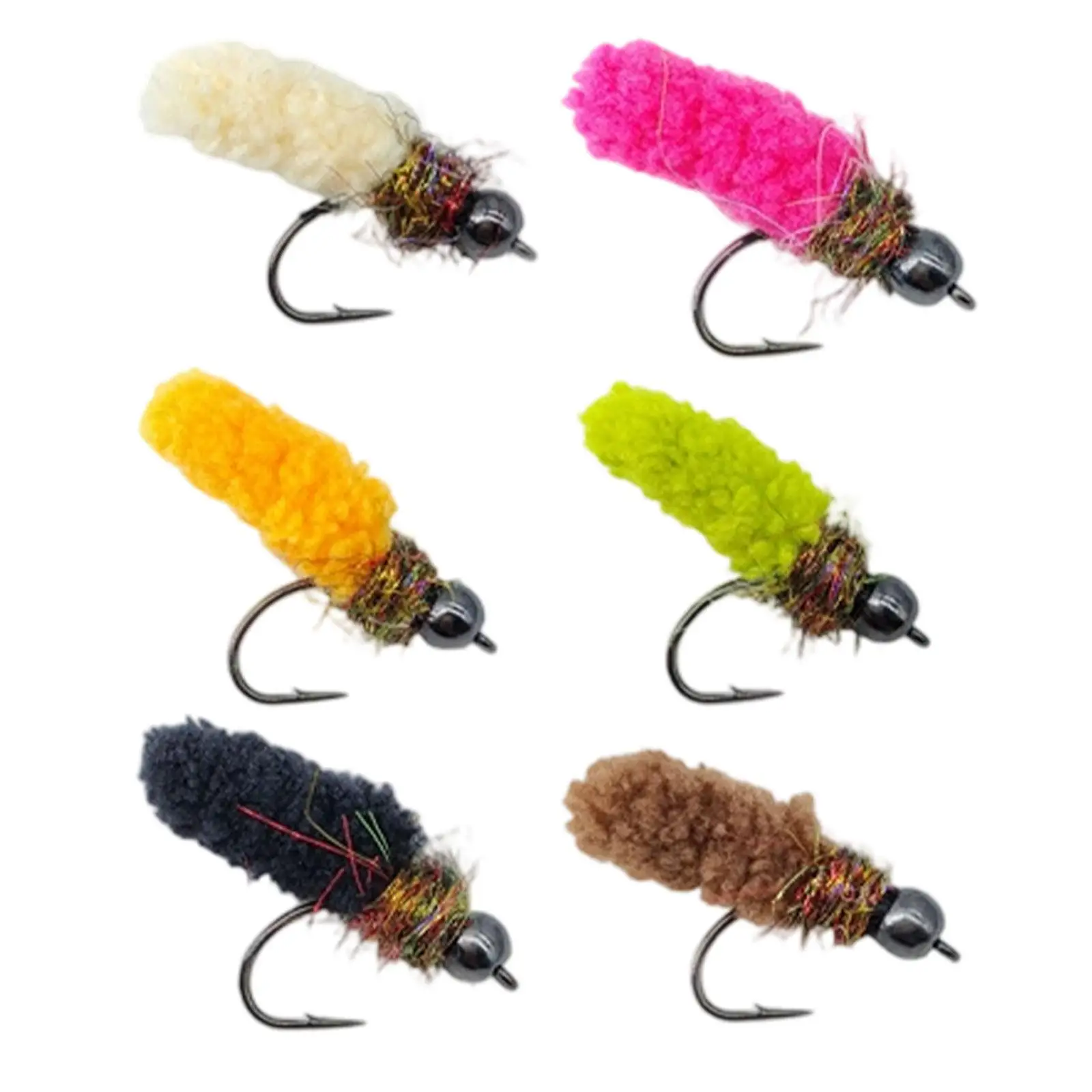 6 Pieces Fly Fishing Lures Artificial Baits Copperhead Freshwater Saltwater Nymphs for Panfish Salmon Bluegill Fishing Tackle