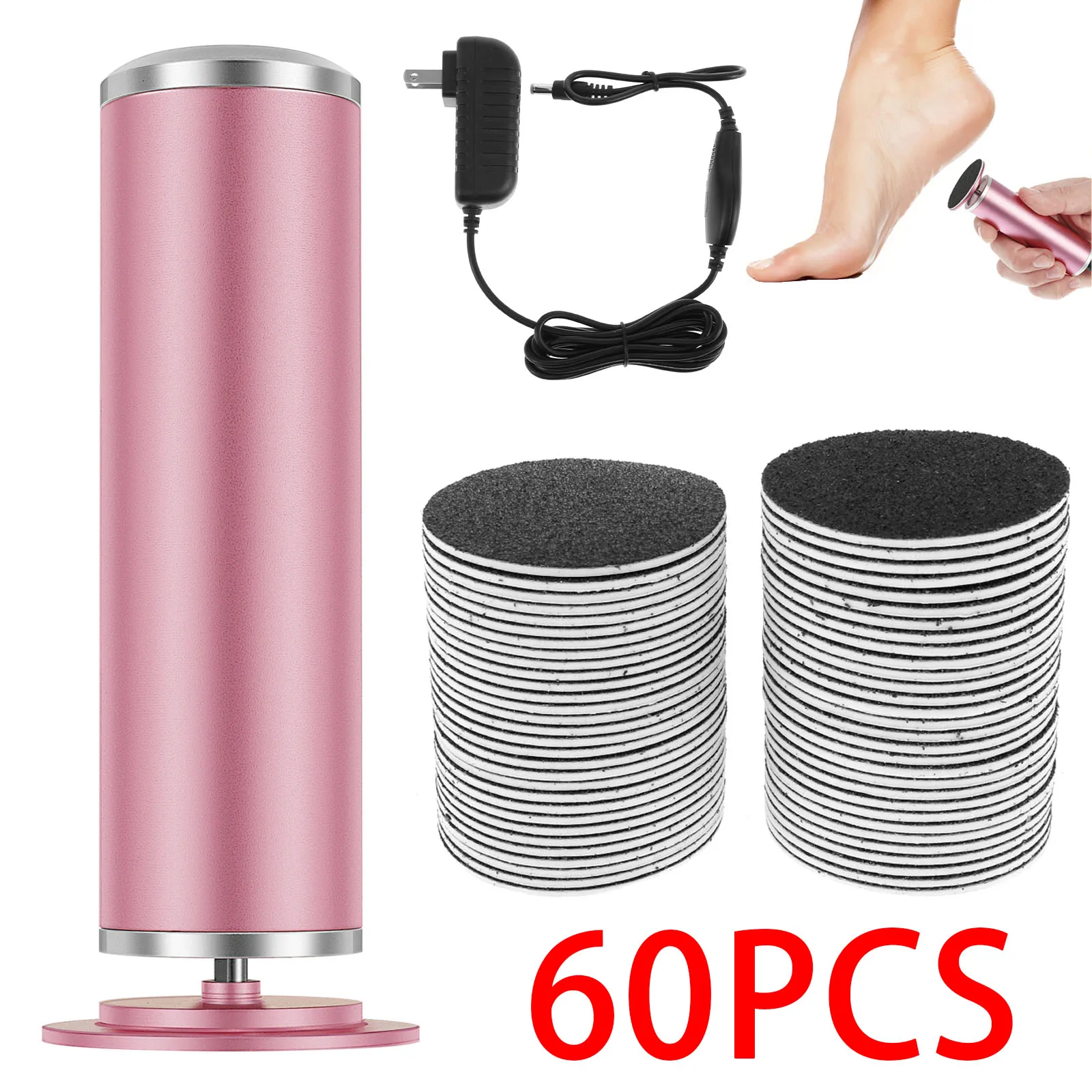 Rechargeable Aluminum Foot File Callus Remover with Adjustable Speed