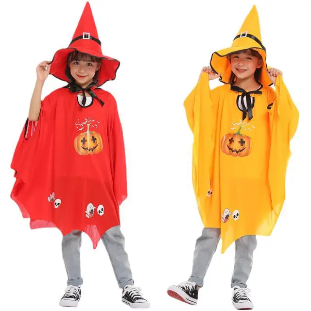 Halloween Kids' Cloak for Witch, Pumpkin, Skull, Ghost Role Play - Perfect for Halloween Parties, Trick-or-Treating, and Fun Halloween Days - Image 6