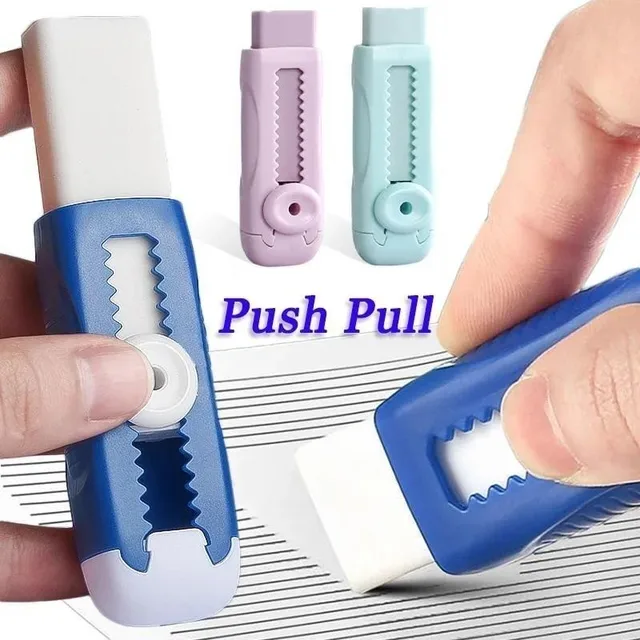 【1 Eraser+2 Refills】 Creative Push-pull Design Eraser Set Student School Office Stationery Supplies 6