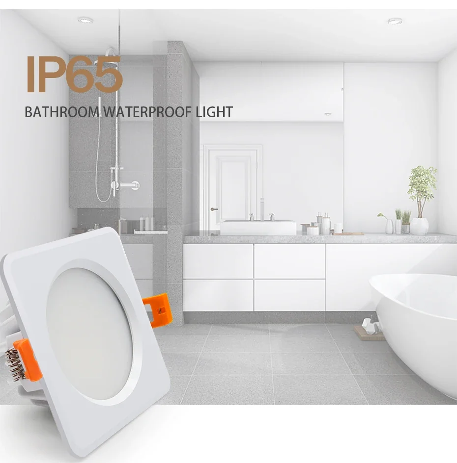 Waterproof Led Downlight Square Round Recessed Ceiling Downlight 5W 7W 12W 15W Ceiling Led Spot Lamp For Bathroom Toilet Balcony