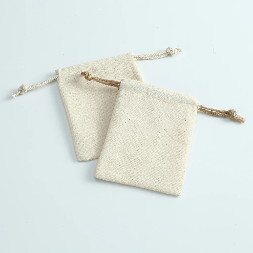 50pcs Cotton Burlap Jewelry Bag Display Organizer Custom Wedding Christmas Party Candy Bag Present Personalizado Gift Pouches