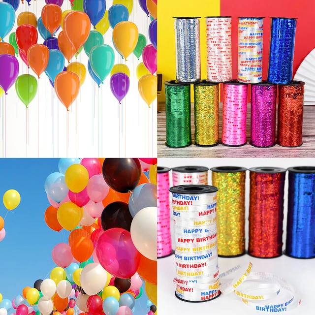 100 Yard/Roll Glitter Balloon Ribbon I Love You Happy Birthday Colorful  Ribbon Wedding Birthday Party Balloons Decoration Ribbon - AliExpress