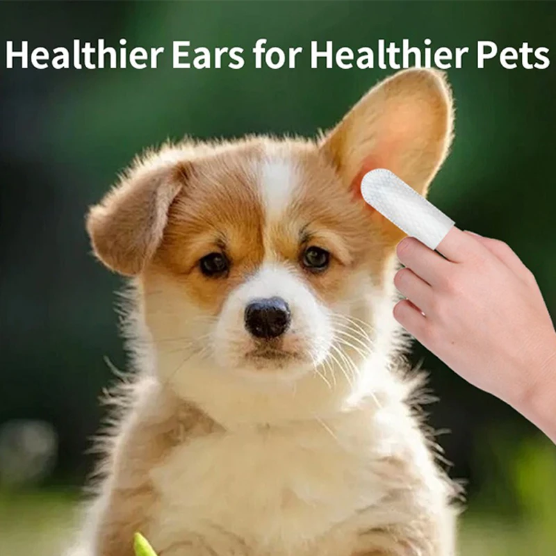 50pcs Pet Ear Cleaning Wipes Disposable Ear Care Finger Cots Wet Wipes Convenient Pet Tear Stains Foot Cleaning Wet