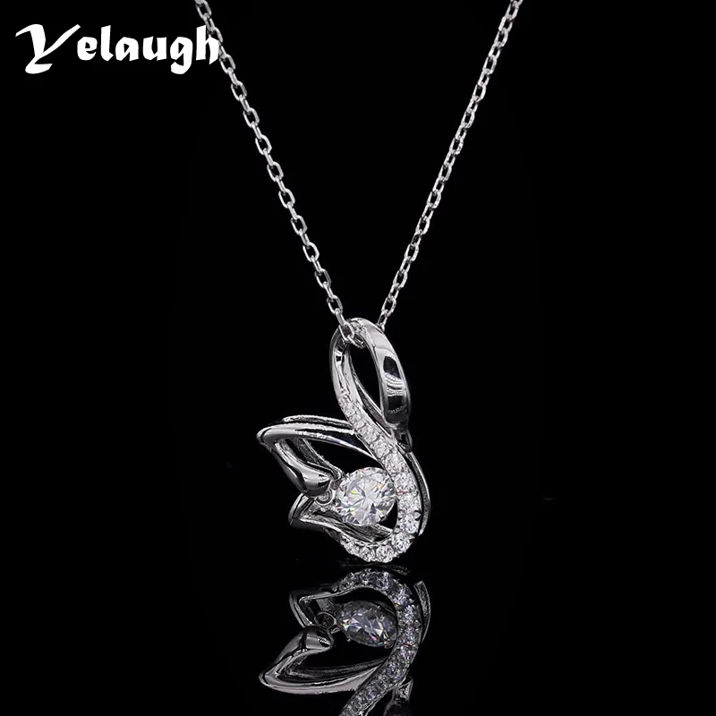 

Yelaugh 0.5 Carat D Color VVS1 Round Moissanite Swan Pendant Necklace 925 Sterling Silver Charm Moissanite Pendant Necklace Gift