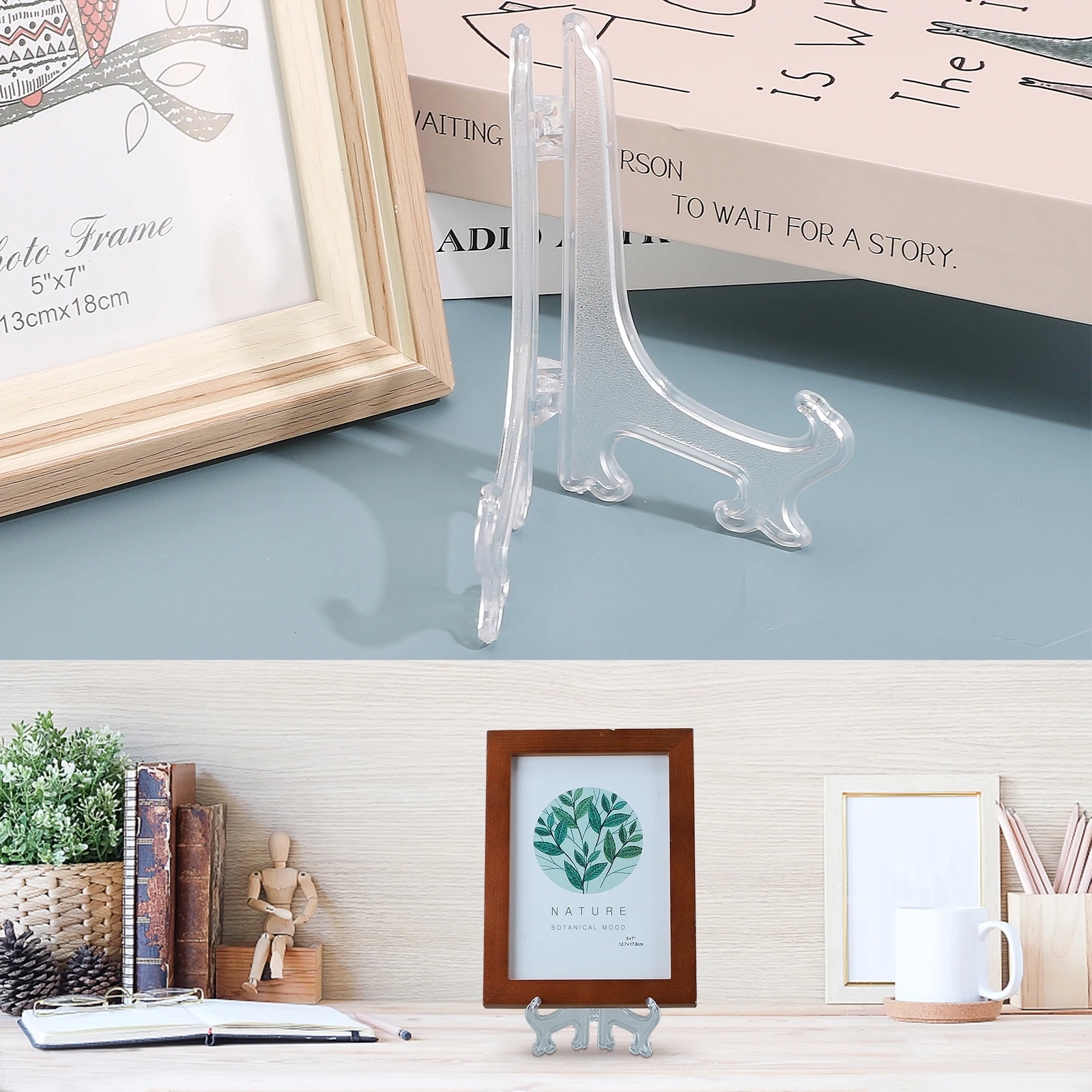 Clear Transparent Photo Frame support 3 5 7 9inches Display Easel Stand Bowl Picture Frame Photo Pedestal Holder