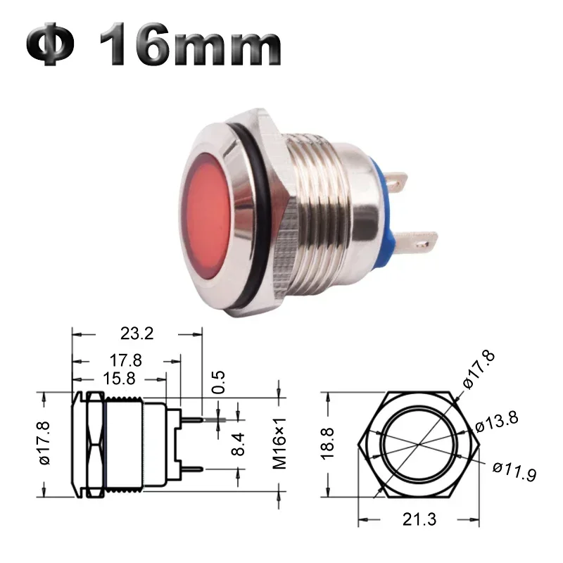 6 Mm Indicatore LED In Metallo AC/DC 12-24 V 10 Pezzi Rojo LED Indicatore Pannello Pilota Indicatore Di Avvertimento Per Van,Barca E Altri Veicoli Universali [Classe Energetica A - Foto 6