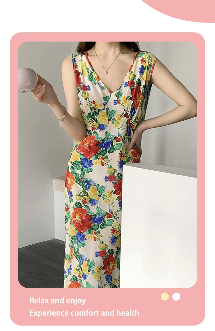 Sexy Ärmelloses Nachtkleid Frau Dünne Baumwolle Rayon Schlafen Kleidung Schlank Mode frauen Nachthemden Erwachsene Hause Tragen Hemd – Detail 18