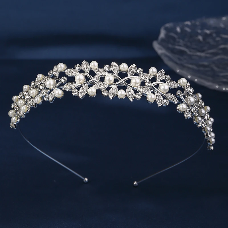 Mode Silber Perle Strass Haarband Einfache und Vielseitige Kopfbedeckung Bankett Prinzessin Tiara Brautjungfern Stirnbänder Geschenk