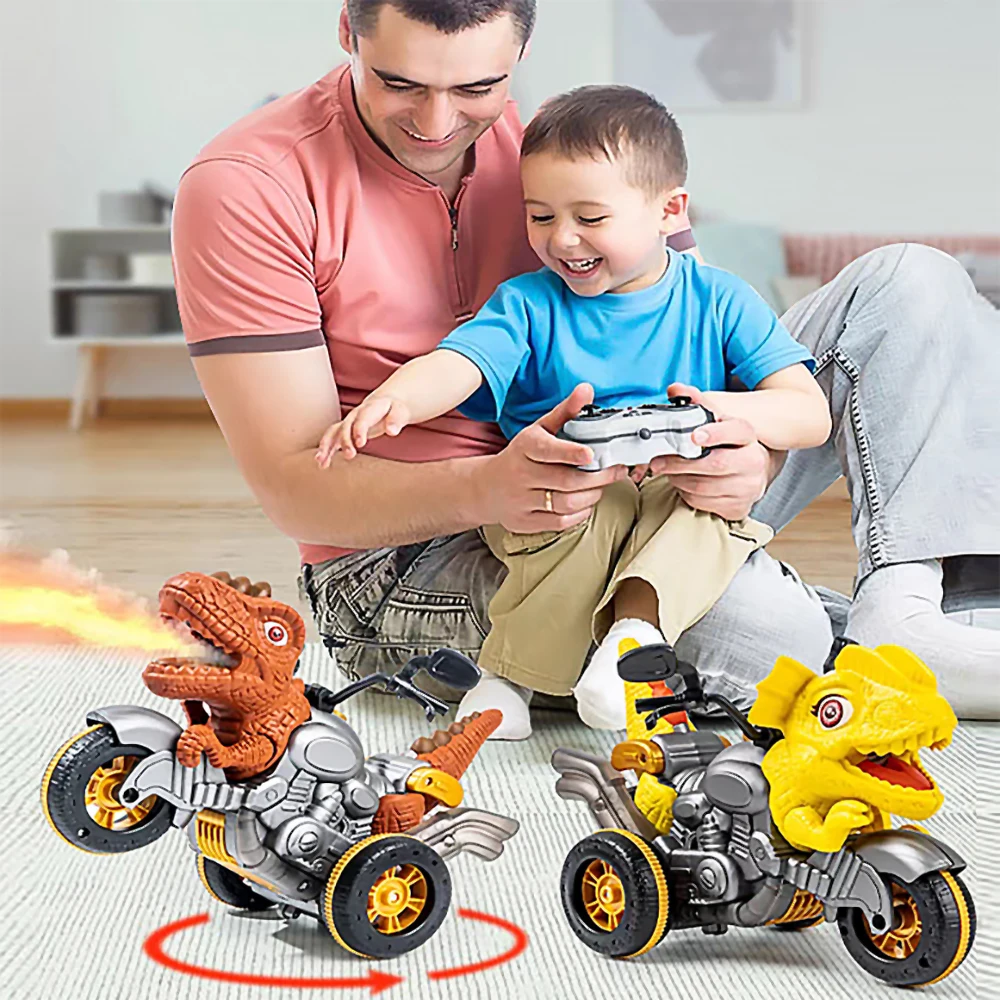 2.4GHz Remote Control Dinosaur Train Motorcycles Toys for Kids Boys,Indoor Outdoor All Terrain Electric RC Car Toys Gifts 4