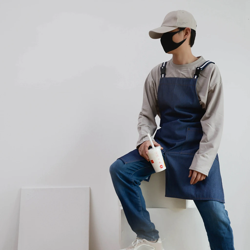 

New Fashion Canvas Kitchen Aprons For Woman Men Chef Work Apron For Grill Restaurant Bar Shop Cafes Beauty Nails Studios Uniform