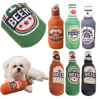 Beer Bottle Squeaky Dog Toy Wine Bottle Plush Dog Toy Teeth Cleaning Squeaky Dog Chew Toy Soft Beer Bottle Shape Toy for Puppies 1