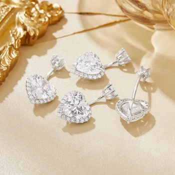 Hallo Heart White CZ Stone Solid 925 Sterling Silver Belly Button Ring Navel Jewelry Belly Piercing Navel Bar Jewelry 6770005